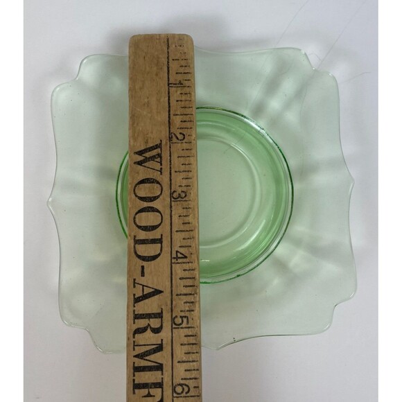 Set Of 3 Vintage Green Uranium Depression Glass 1 Square Plate & 2 Sherbet Cups - Picture 10 of 16